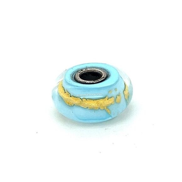 Trollbeads Light Blue Gold Bead - Picture 1 of 4